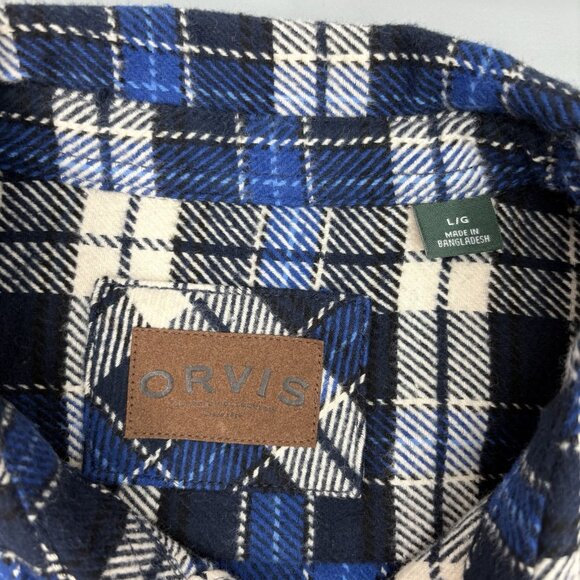 Orvis Big Bear Shacket Shirt Jacket Heavyweight Flannel Plaid Blue Mens L - Picture 6 of 12